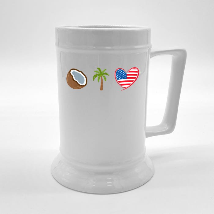 Coconut Tree Meme Patriotic Kamala Statement Usa Democrat Front & Back Beer Stein