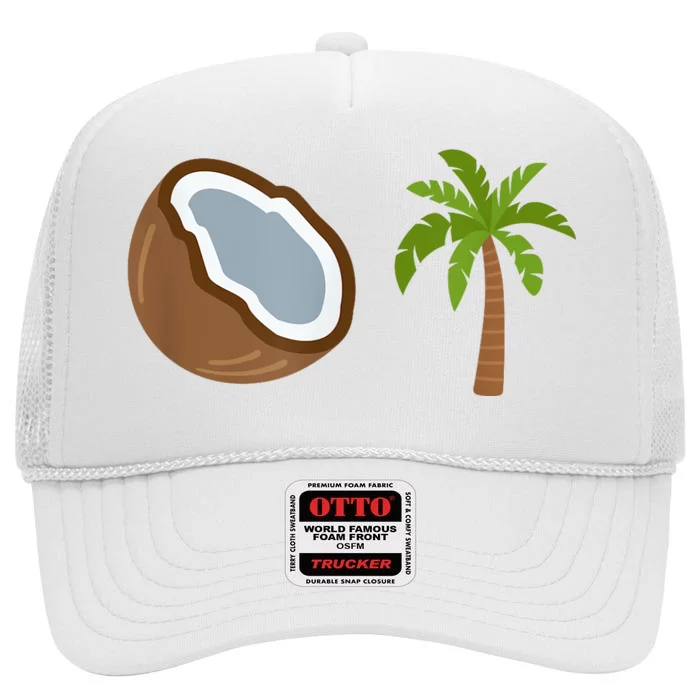 Coconut Tree Meme Patriotic Kamala Statement Usa Democrat High Crown Mesh Trucker Hat