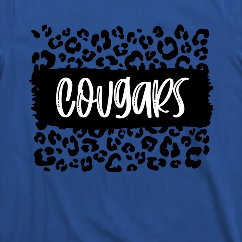 Cougars Team Mascot School Spirit Game Night Leopard Print Gift T-Shirt