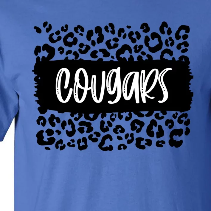 Cougars Team Mascot School Spirit Game Night Leopard Print Gift Tall T-Shirt