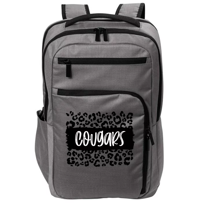 Cougars Team Mascot School Spirit Game Night Leopard Print Gift Impact Tech Backpack