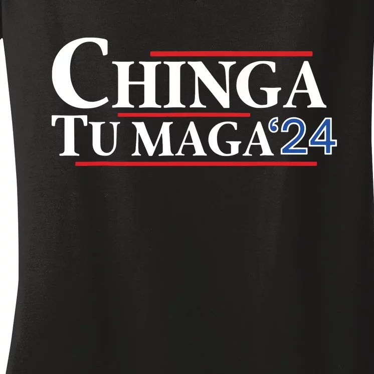 Chinga Tu Maga 24 Women's V-Neck T-Shirt