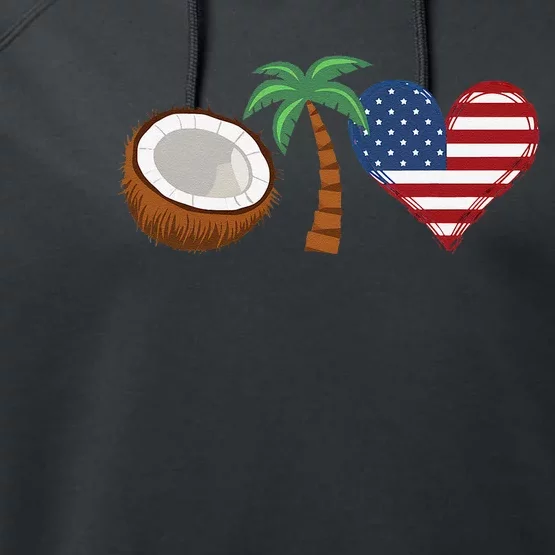 Coconut Tree Meme Patriotic Kamala Statement Usa Democrat Performance Fleece Hoodie