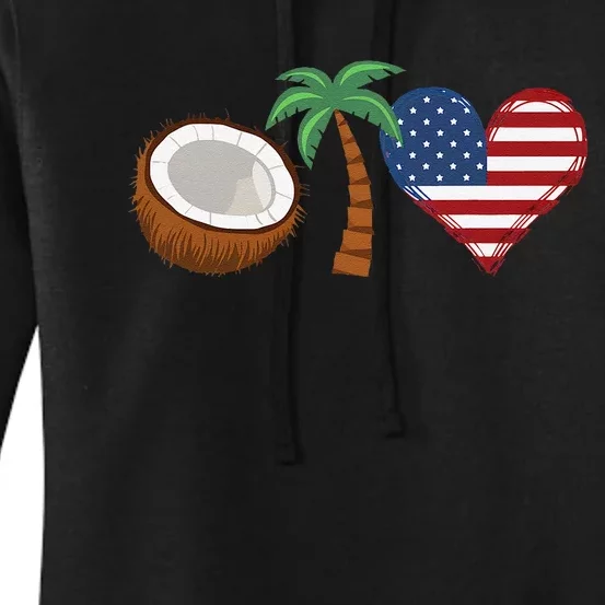 Coconut Tree Meme Patriotic Kamala Statement Usa Democrat Women's Pullover Hoodie