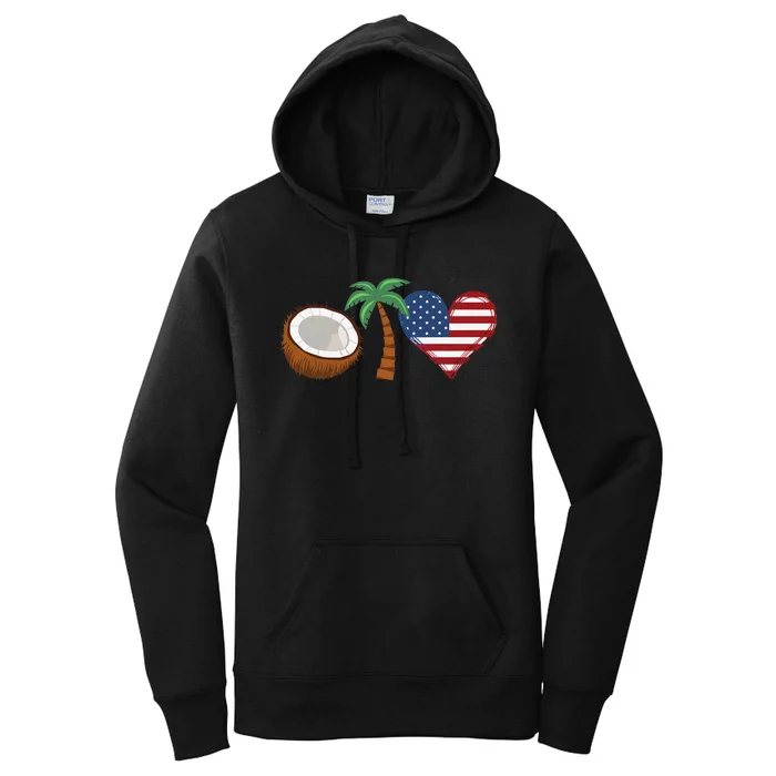 Coconut Tree Meme Patriotic Kamala Statement Usa Democrat Women's Pullover Hoodie