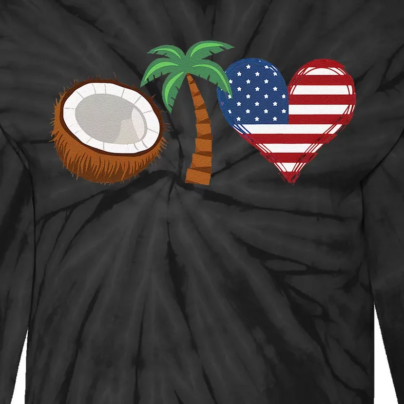 Coconut Tree Meme Patriotic Kamala Statement Usa Democrat Tie-Dye Long Sleeve Shirt