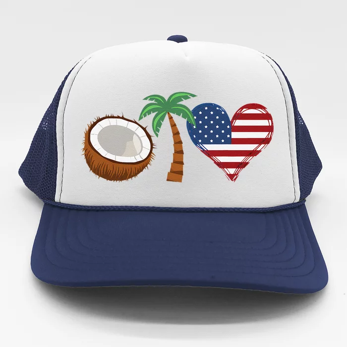 Coconut Tree Meme Patriotic Kamala Statement Usa Democrat Trucker Hat