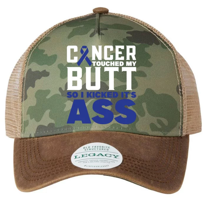 Cancer Touched My Butt So I Kicked Its Ass Funny Colon Cancer Awareness Legacy Tie Dye Trucker Hat