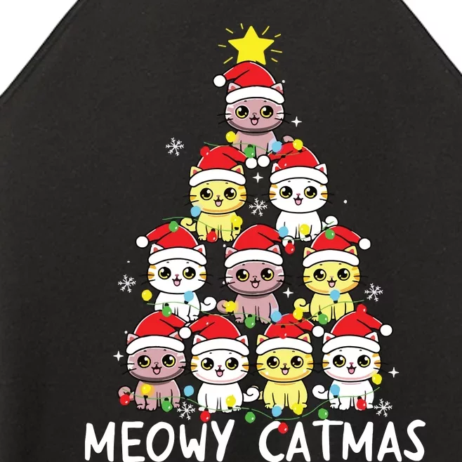 Christmas Tree Meowy Catmas Cat Xmas Girls Boy Funny Santa Women’s Perfect Tri Rocker Tank