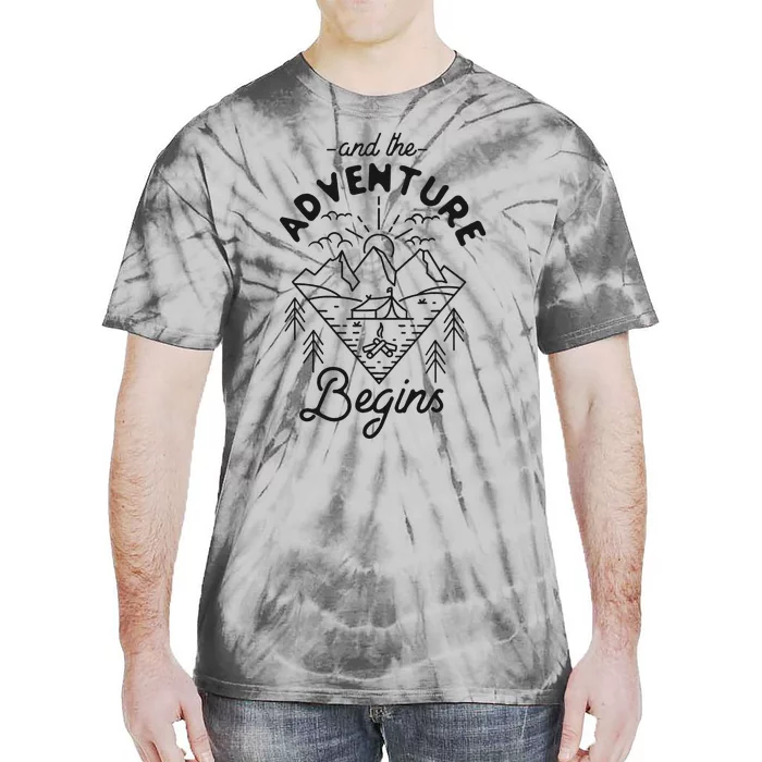 Camping Tent Minimalistic And The Adventure Begins Tie-Dye T-Shirt