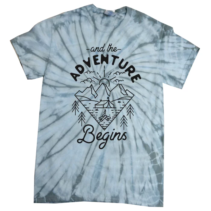 Camping Tent Minimalistic And The Adventure Begins Tie-Dye T-Shirt