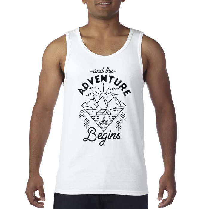 Camping Tent Minimalistic And The Adventure Begins Tank Top