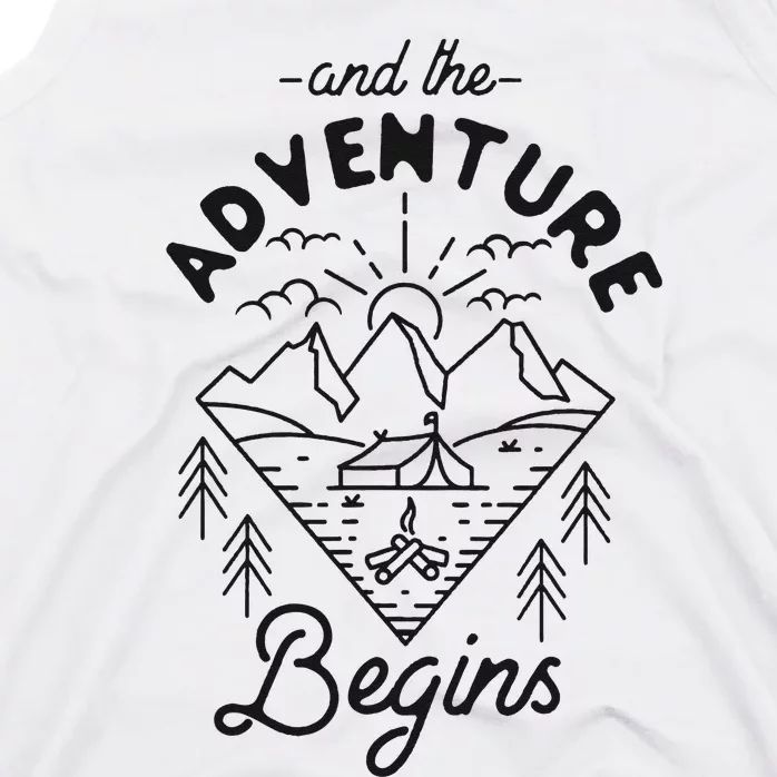 Camping Tent Minimalistic And The Adventure Begins Tank Top