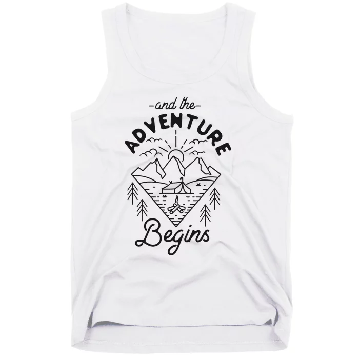 Camping Tent Minimalistic And The Adventure Begins Tank Top