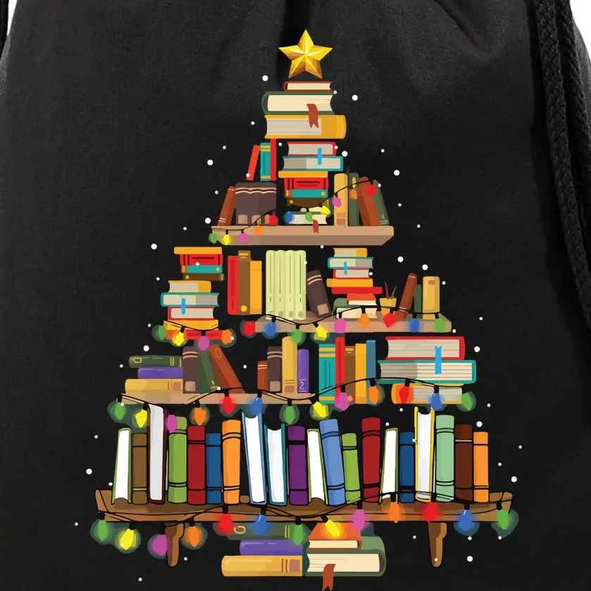 Christmas Tree Made Of Books Christmas Drawstring Bag