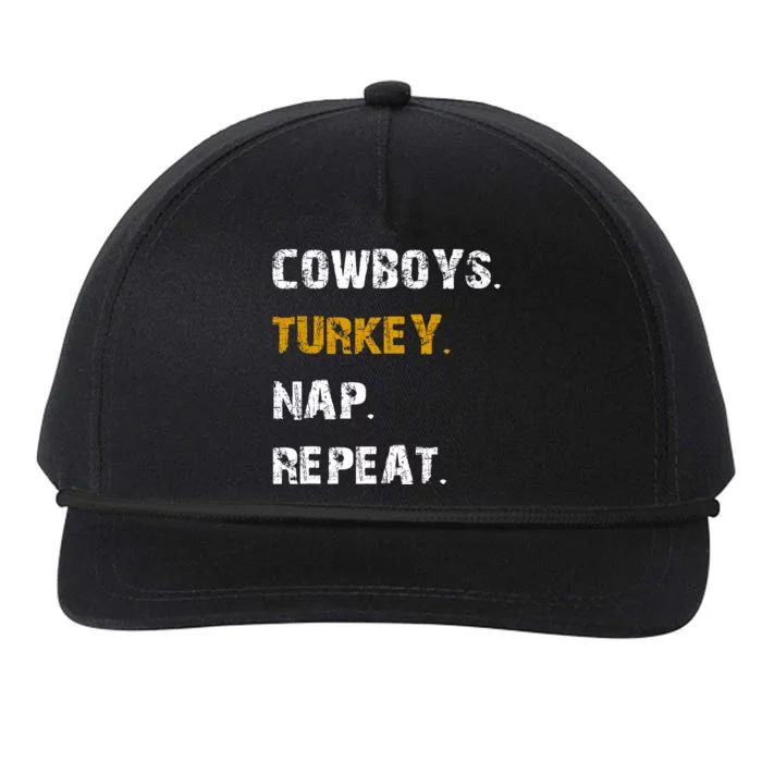 Cowboys Turkey Nap Repeat Thanksgiving Football Snapback Five-Panel Rope Hat