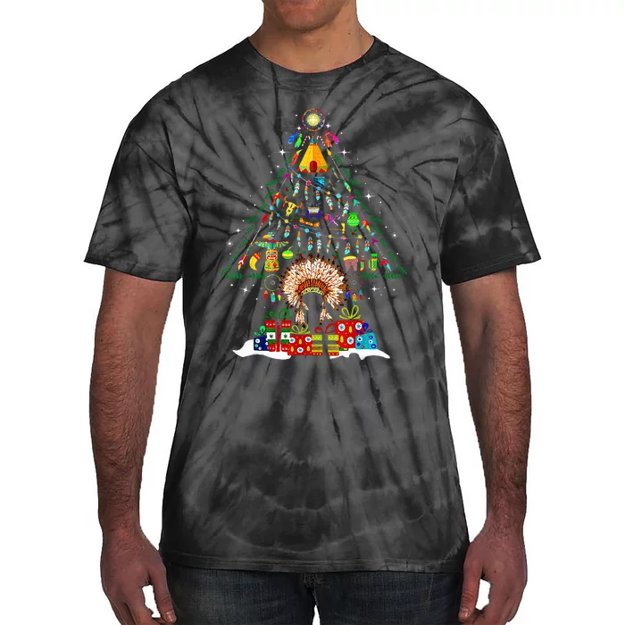 Christmas Tree Native American Tribe Tie-Dye T-Shirt