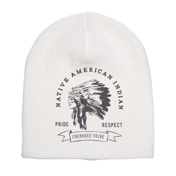 Cherokee Tribe Native American Indian Pride Respect Print Short Acrylic Beanie