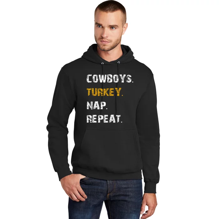 Cowboys Turkey Nap Repeat Thanksgiving Football Hoodie