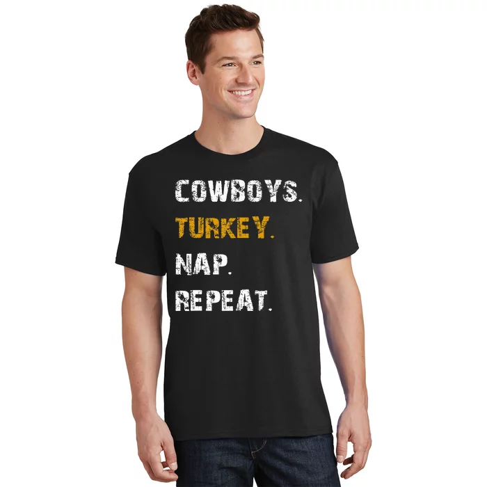 Cowboys Turkey Nap Repeat Thanksgiving Football T-Shirt