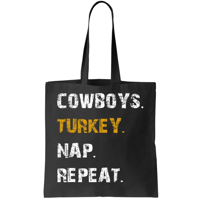 Cowboys Turkey Nap Repeat Thanksgiving Football Tote Bag