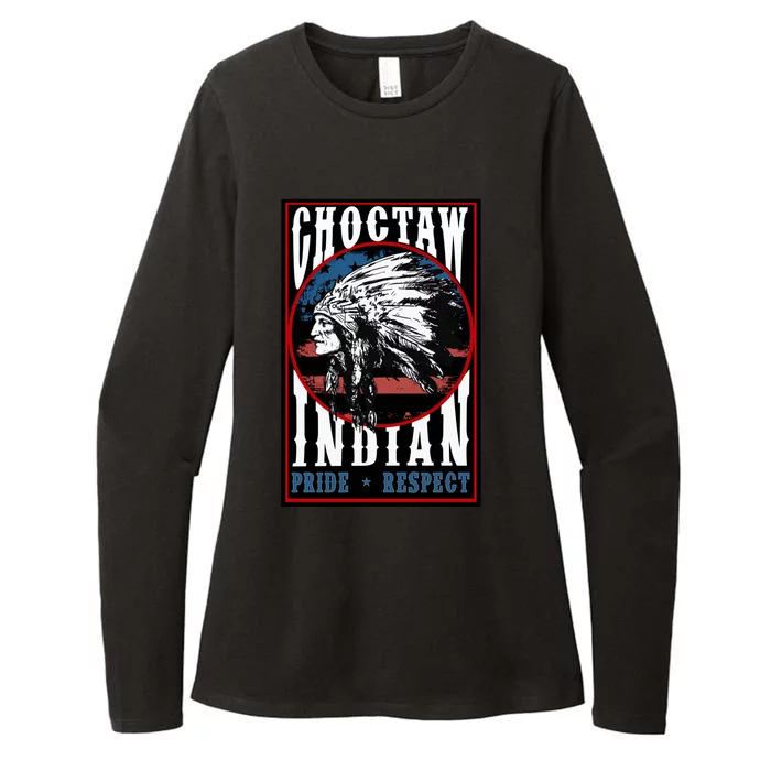 Choctaw Tribe Native Pride Respect American Indian Us Flag Meaningful Gift Womens CVC Long Sleeve Shirt