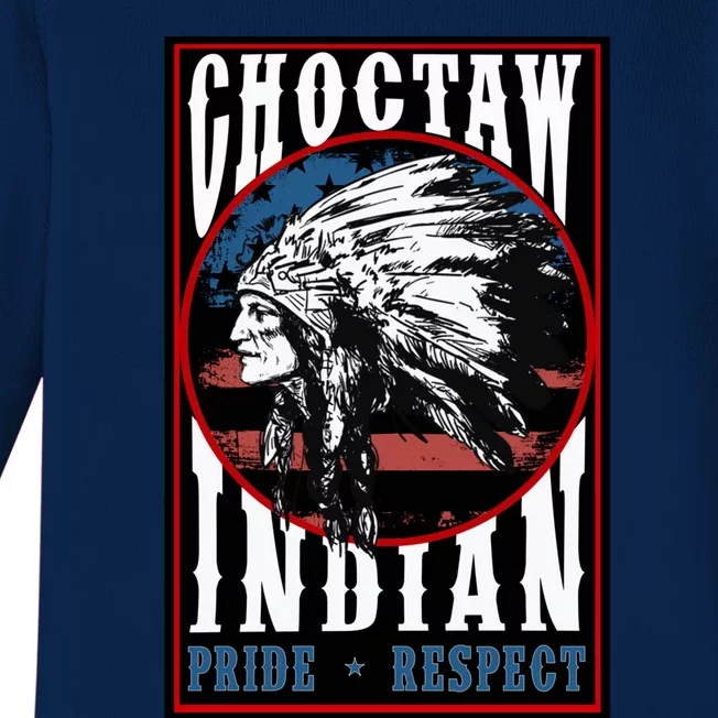 Choctaw Tribe Native Pride Respect American Indian Us Flag Meaningful Gift Baby Long Sleeve Bodysuit