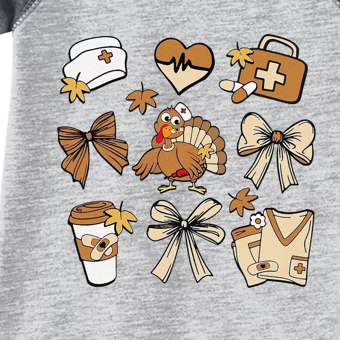 Cute Turkey Nurse Thanksgiving Rn Cna Emergency Nurse Infant Baby Jersey Bodysuit