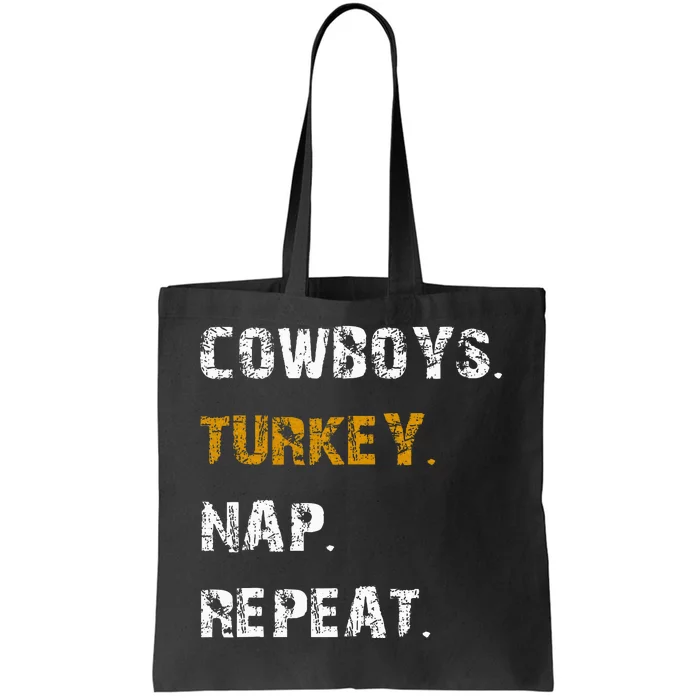 Cow Turkey Nap Repeat Thanksgiving Football Tote Bag