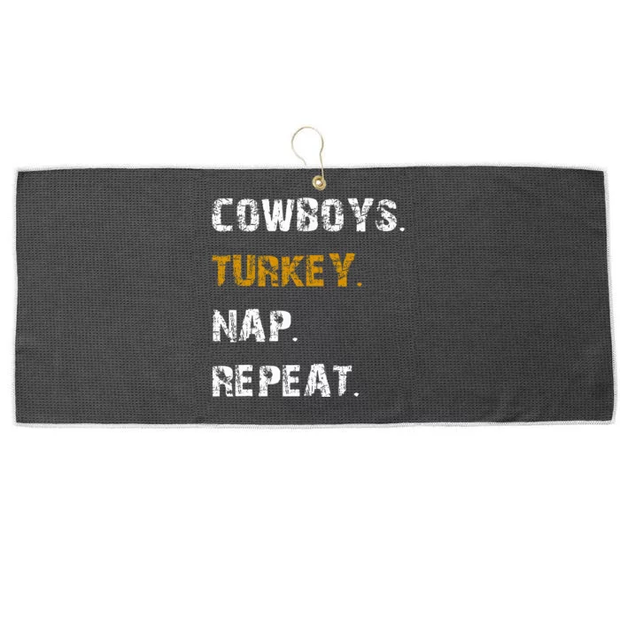 Cow Turkey Nap Repeat Thanksgiving Football Large Microfiber Waffle Golf Towel