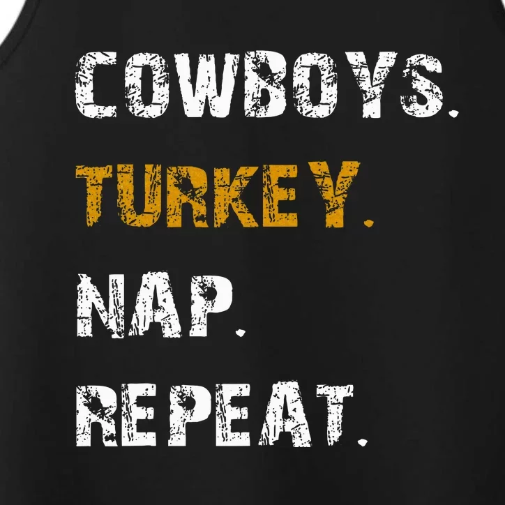 Cow Turkey Nap Repeat Thanksgiving Football Performance Tank