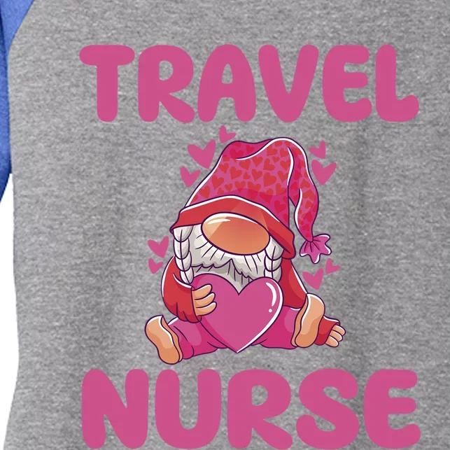 Cute Travel Nurse Gnome Outfit Registered Nurse Great Gift Women's Tri-Blend 3/4-Sleeve Raglan Shirt