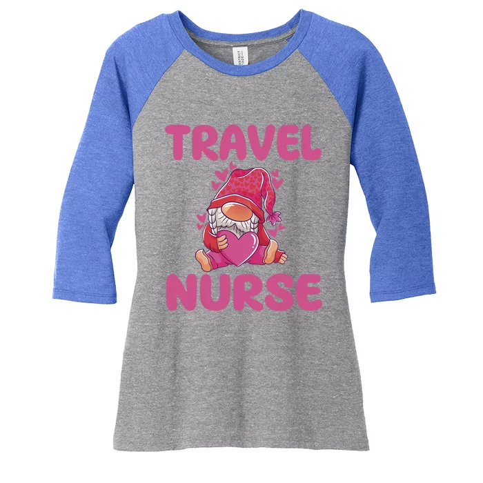 Cute Travel Nurse Gnome Outfit Registered Nurse Great Gift Women's Tri-Blend 3/4-Sleeve Raglan Shirt