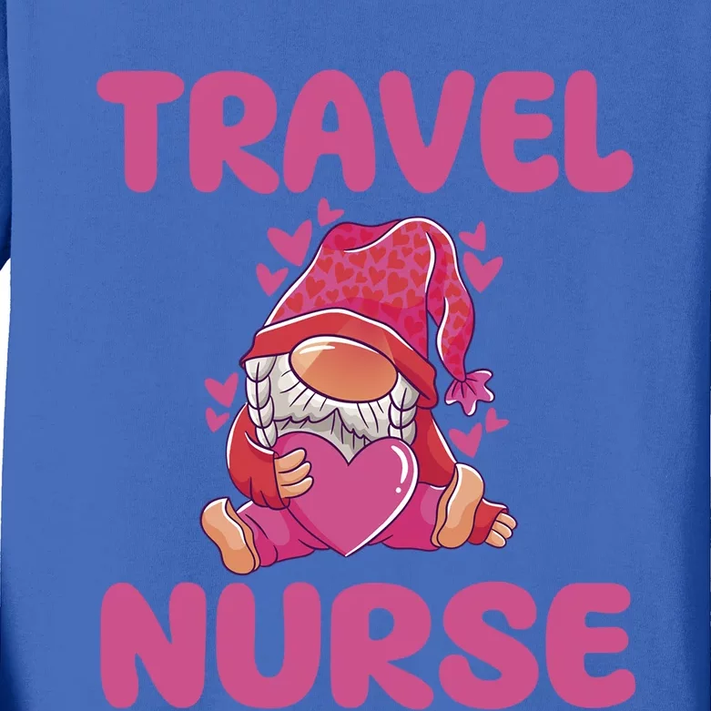 Cute Travel Nurse Gnome Outfit Registered Nurse Great Gift Kids Long Sleeve Shirt