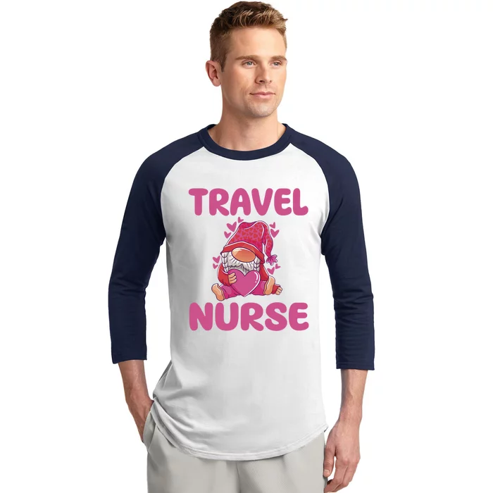 Cute Travel Nurse Gnome Outfit Registered Nurse Great Gift Baseball Sleeve Shirt