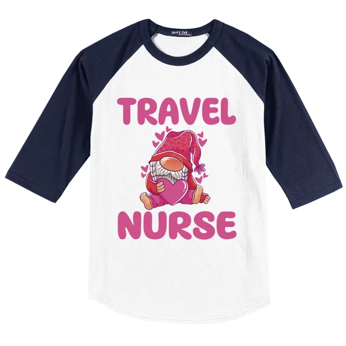 Cute Travel Nurse Gnome Outfit Registered Nurse Great Gift Baseball Sleeve Shirt