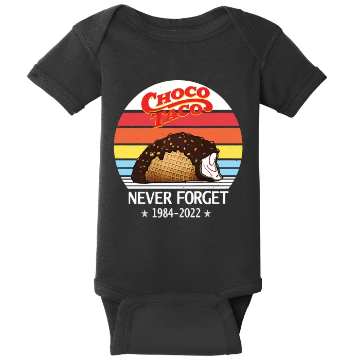 Choco Taco Never Forget 1984 Retro Vintage Baby Bodysuit