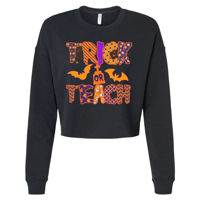 Cute Trick Or Treat Halloween Patterns Cropped Pullover Crew