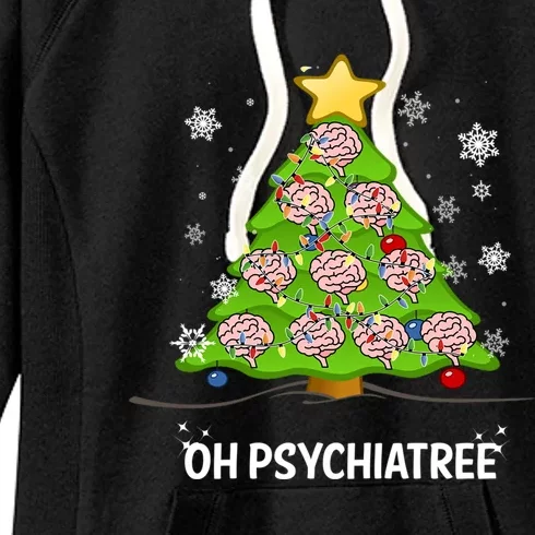 Christmas Tree Oh Psychiatree Psychiatrist Brain Gift Women's Fleece Hoodie