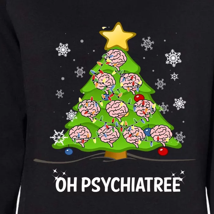 Christmas Tree Oh Psychiatree Psychiatrist Brain Gift Womens California Wash Sweatshirt