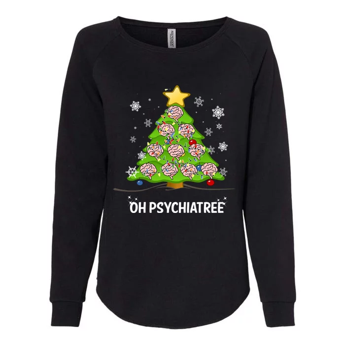 Christmas Tree Oh Psychiatree Psychiatrist Brain Gift Womens California Wash Sweatshirt