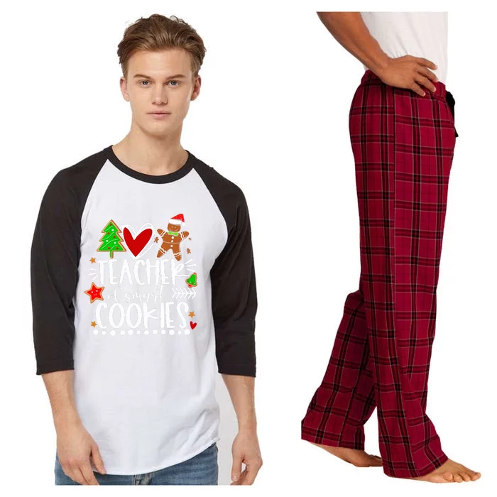 Christmas Teacher Of Smart Cookies Funny Cute Gingerbread Raglan Sleeve Pajama Set