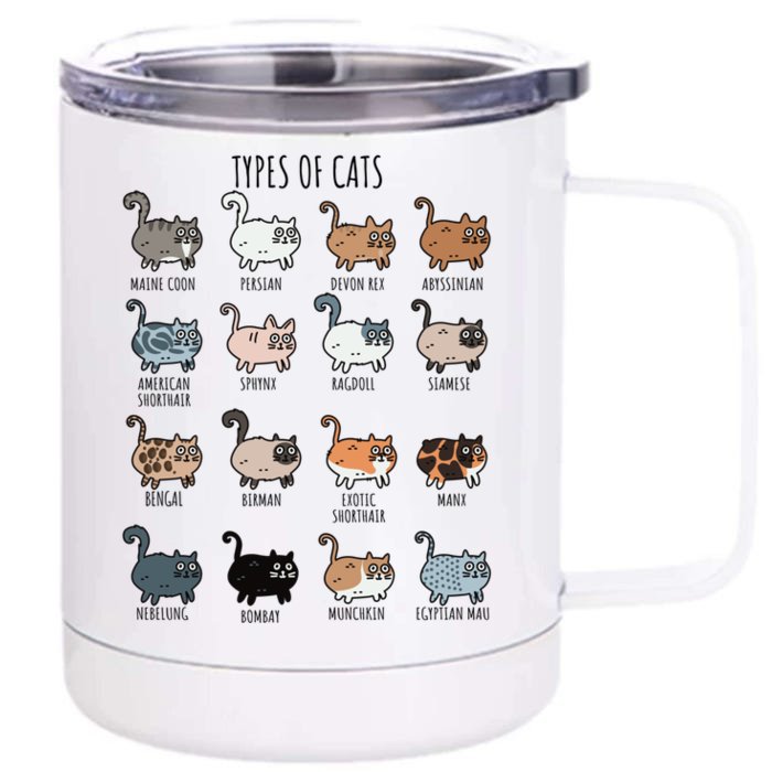 Cute Types Of Cat Lady Bir Bengal Nebelung Persian Gift Front & Back 12oz Stainless Steel Tumbler Cup