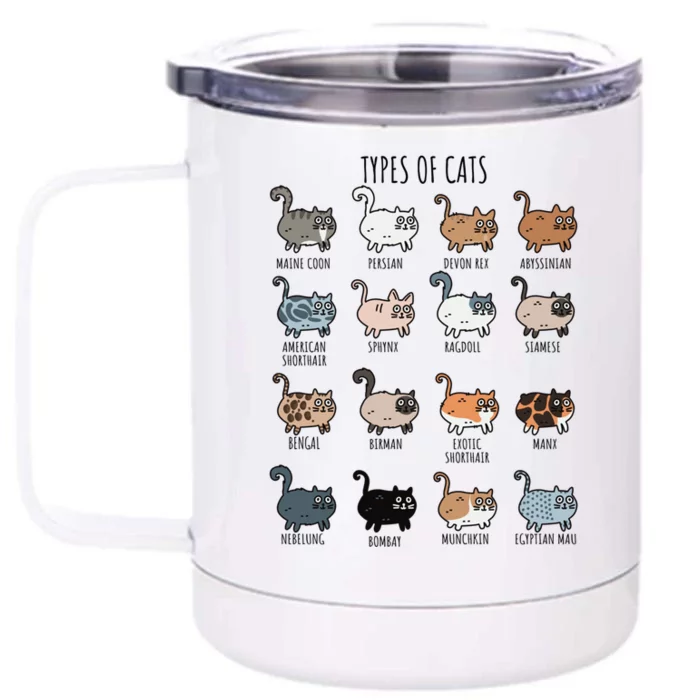 Cute Types Of Cat Lady Bir Bengal Nebelung Persian Gift Front & Back 12oz Stainless Steel Tumbler Cup