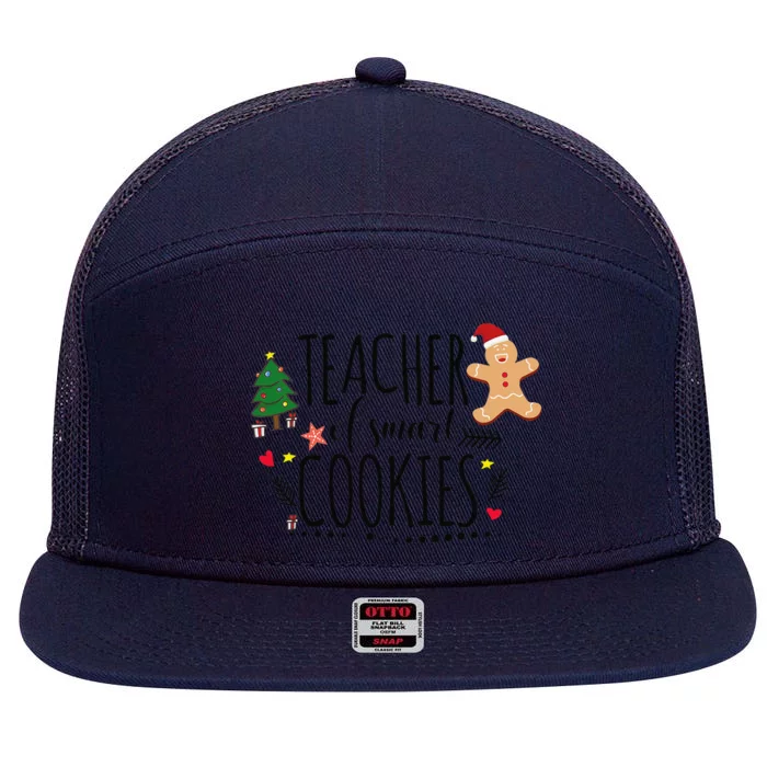 Christmas Teacher Of Smart Cookies Cute Gingerbread Funny 7 Panel Mesh Trucker Snapback Hat