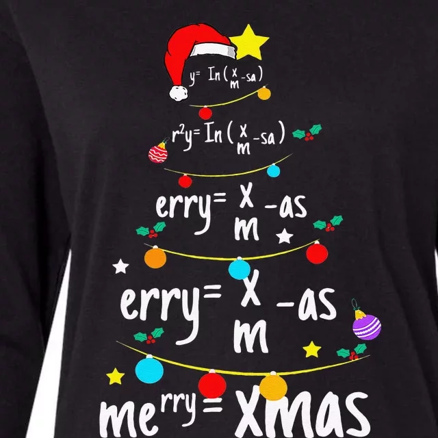 Christmas Tree Of Equations Math Nerd Science Teacher Xmas Womens Cotton Relaxed Long Sleeve T-Shirt