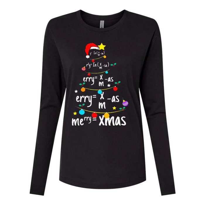 Christmas Tree Of Equations Math Nerd Science Teacher Xmas Womens Cotton Relaxed Long Sleeve T-Shirt