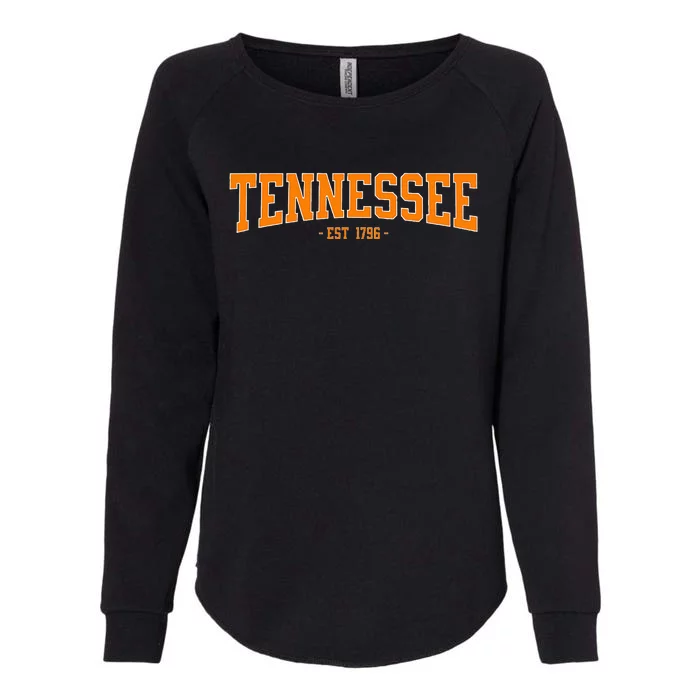 Classic Tn Orange Print Retro Varsity Tennessee Womens California Wash Sweatshirt