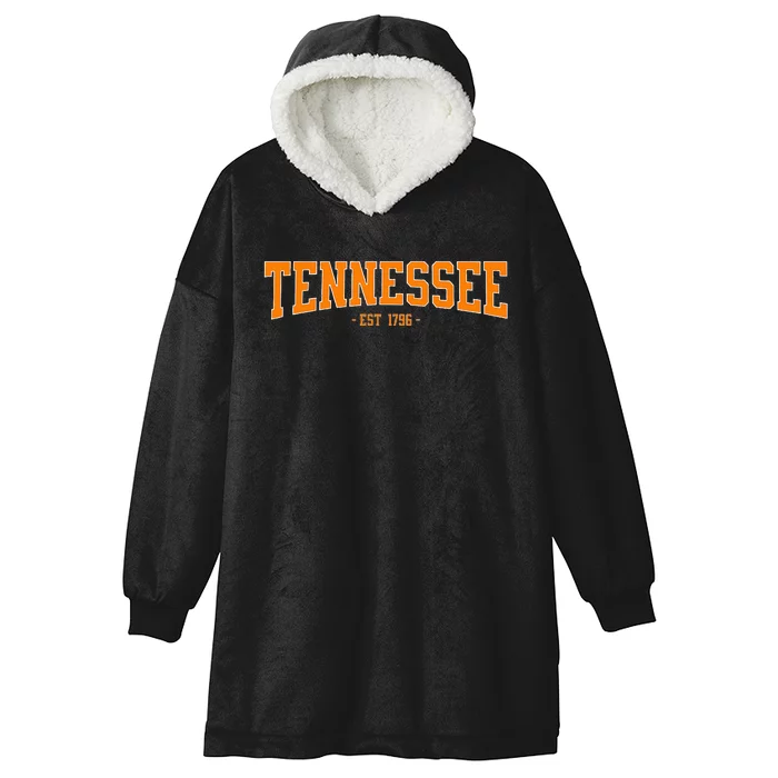 Classic Tn Orange Print Retro Varsity Vintage Tennessee Hooded Wearable Blanket