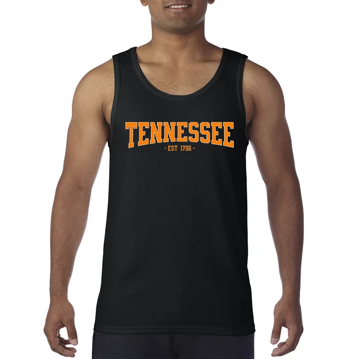 Classic Tn Orange Print Retro Varsity Vintage Tennessee Tank Top